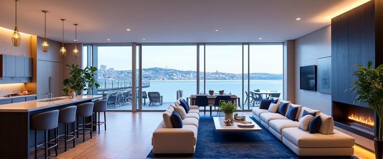 Luksus condominium på Aker Brygge med eksklusiv interiørdesign og maritime elementer