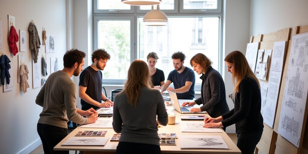 Nordisk Hjem Design team i Oslo studio med design materialer og prosjektplanlegging